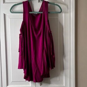 Express Deep Fuchsia Draped Off-Shoulder knit Top sz L